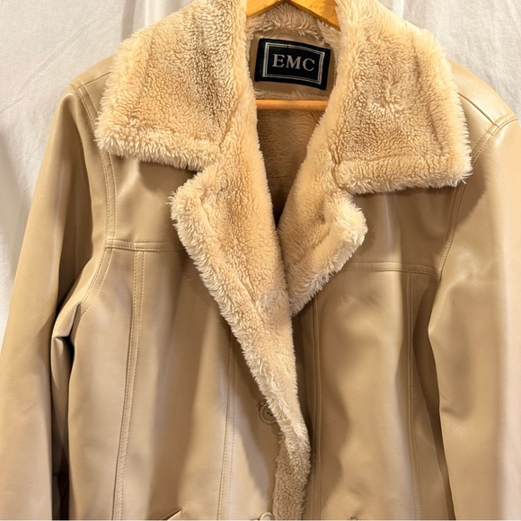 E M C Jackets & Blazers - Women's Cream Teddy Jacket with Faux Fur Collar
